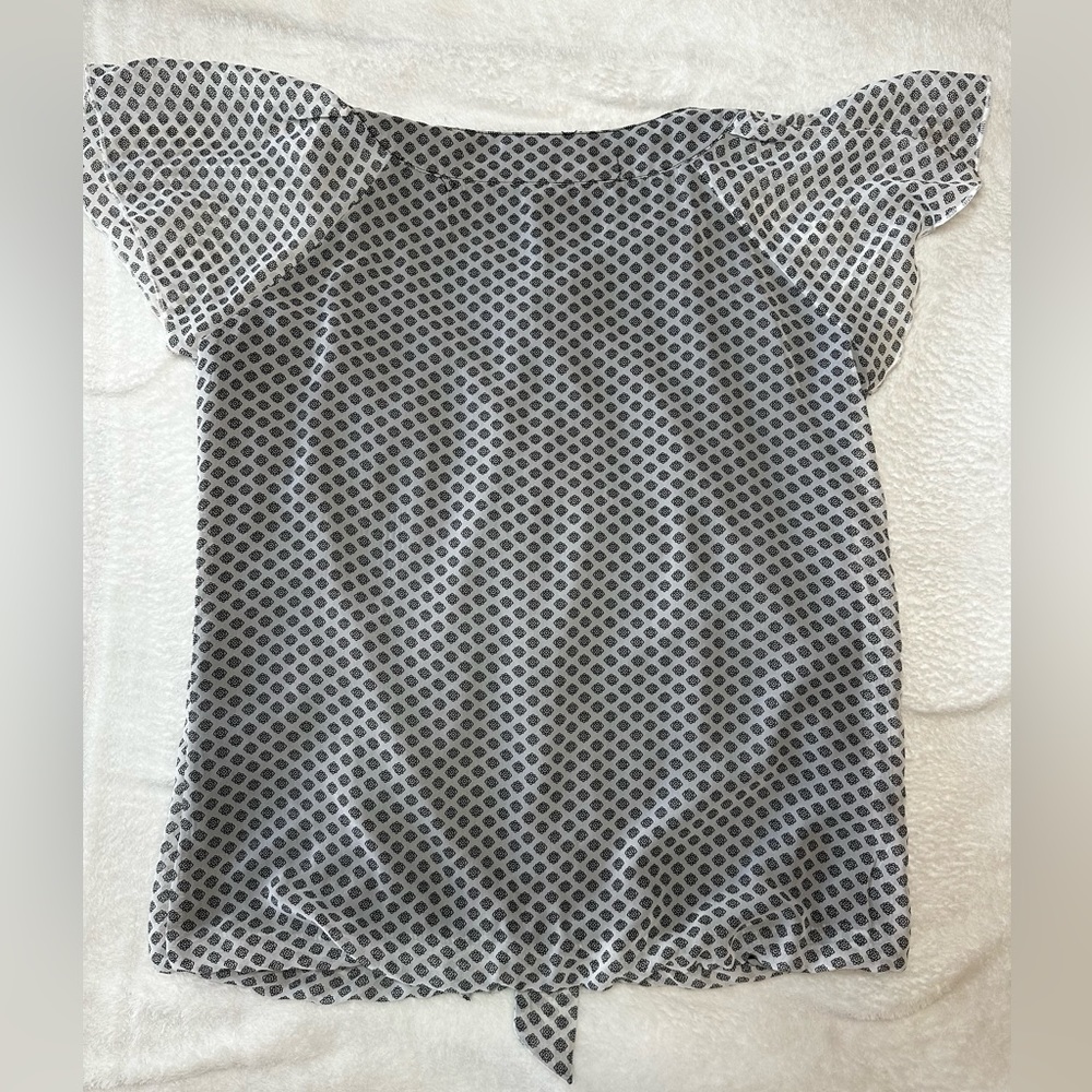🖤Sara Michelle Petite White Black Polka dot blouse Petite Small - Picture 7 of 7